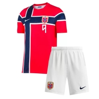 Camiseta Noruega Erling Haaland #9 Primera Equipación Replica Mundial 2026 para niños mangas cortas (+ Pantalones cortos)